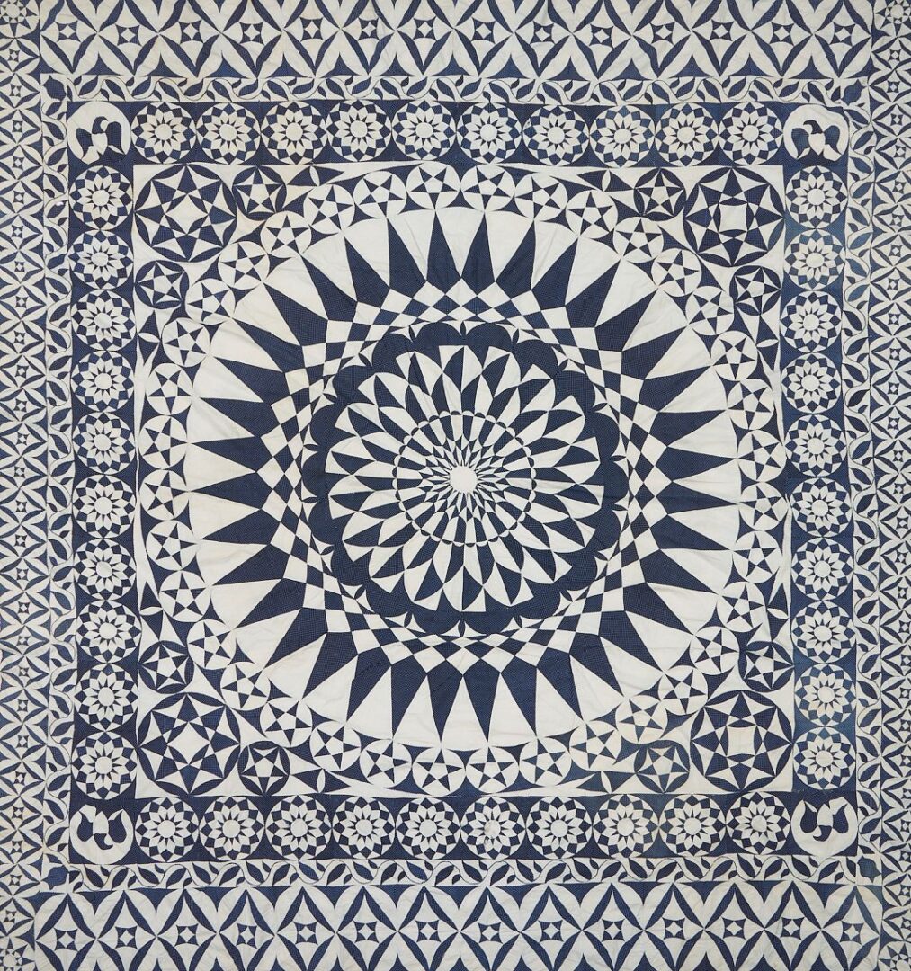 Lot 226: Exhibited Blue & White Patriotic Medallion Quilt Top