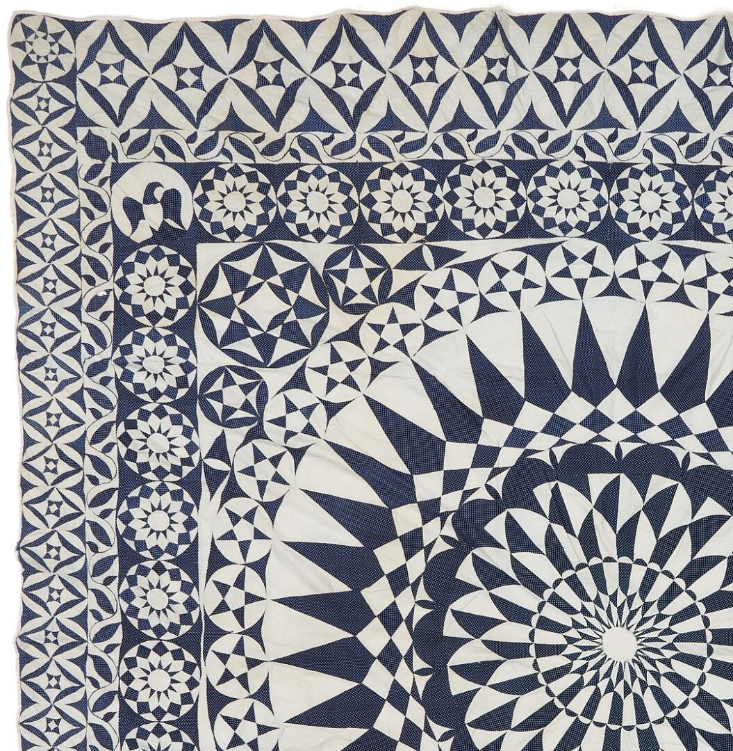 Lot 226: Exhibited Blue & White Patriotic Medallion Quilt Top