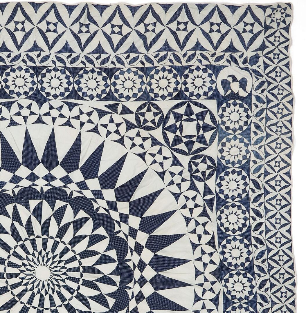 Lot 226: Exhibited Blue & White Patriotic Medallion Quilt Top