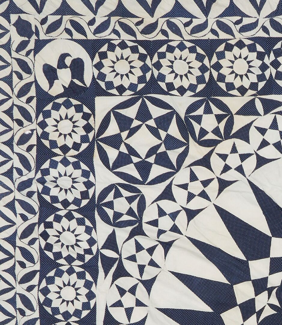 Lot 226: Exhibited Blue & White Patriotic Medallion Quilt Top