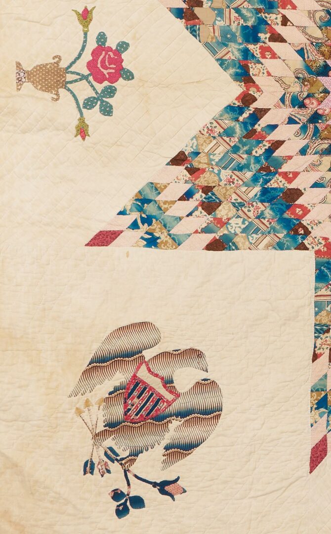 Lot 227: Exhibited Patriotic Quilt, Colorful Medallion Star with Eagles