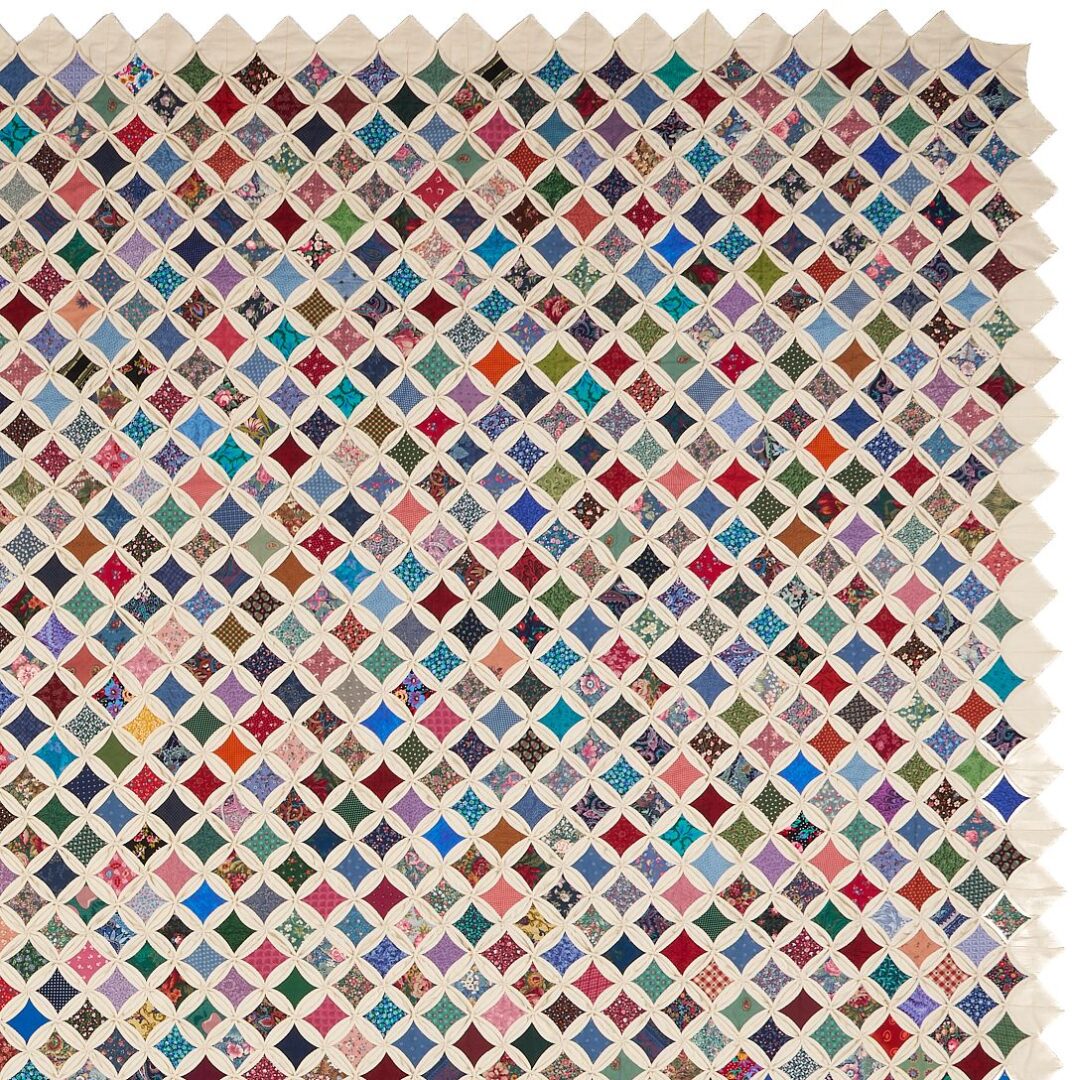 Lot 229: Thousand Lights of Life or Cathedral Window Quilt