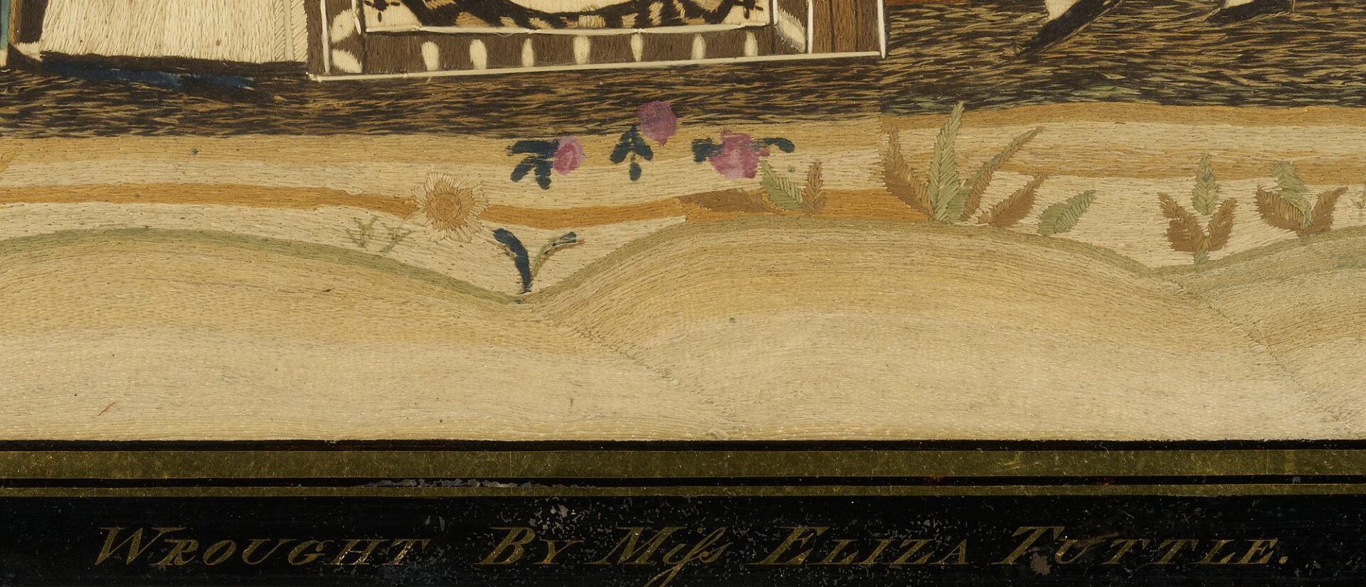 Lot 231: Silk Embroidered Memorial Picture, Tuttle Family