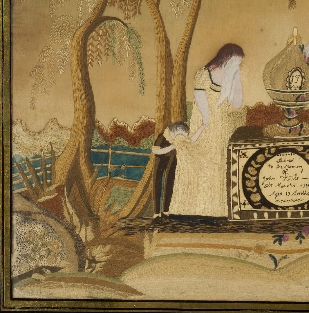 Lot 231: Silk Embroidered Memorial Picture, Tuttle Family
