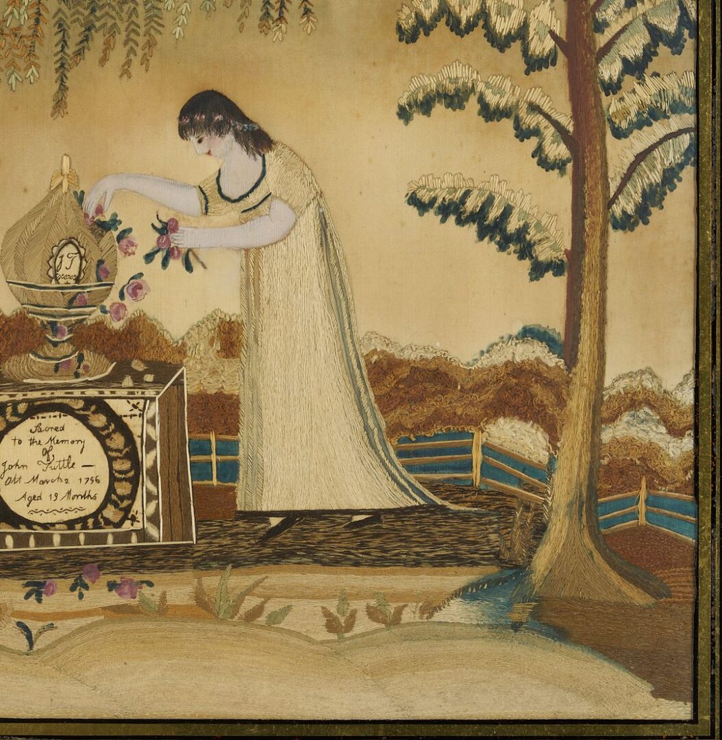 Lot 231: Silk Embroidered Memorial Picture, Tuttle Family