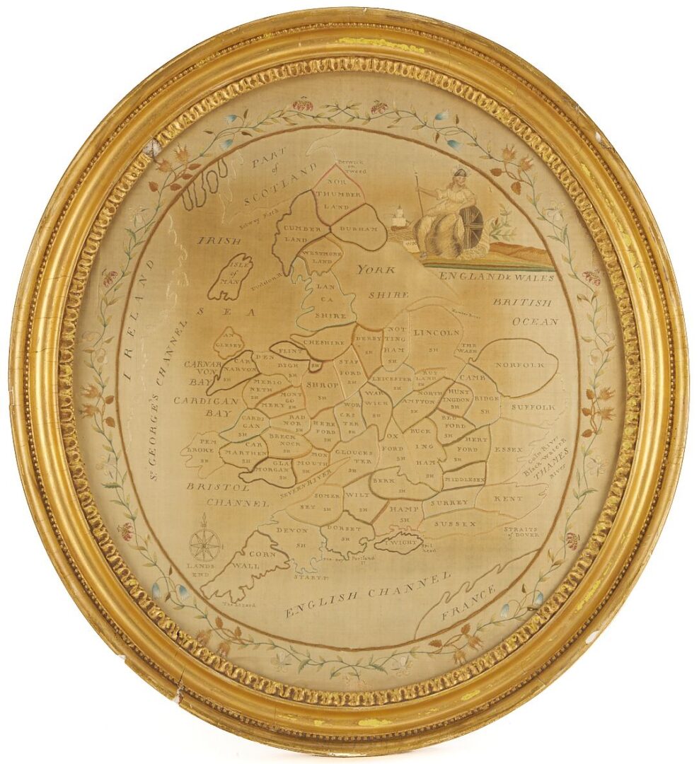 Lot 232: British Schoolgirl Silk Needlework Map