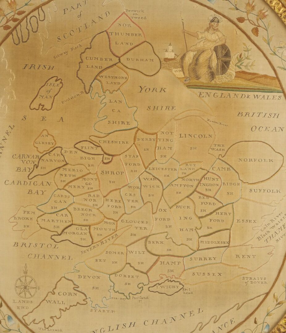 Lot 232: British Schoolgirl Silk Needlework Map