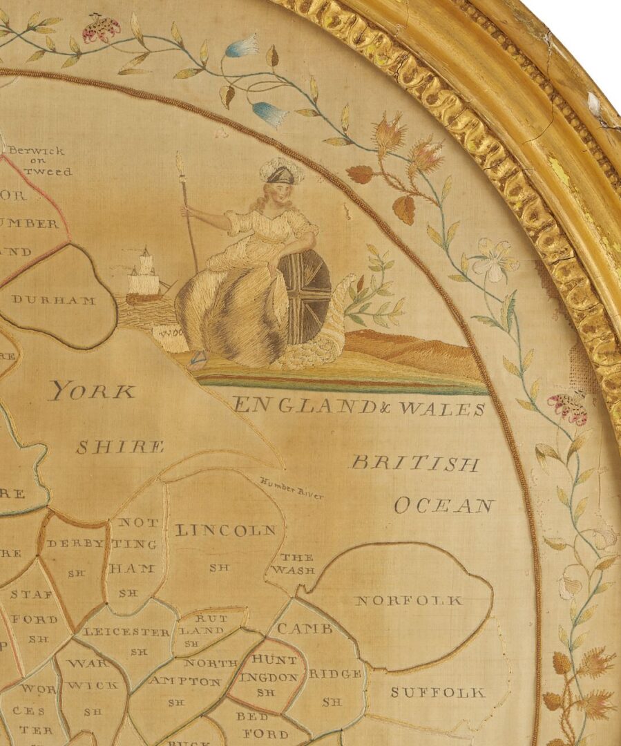 Lot 232: British Schoolgirl Silk Needlework Map