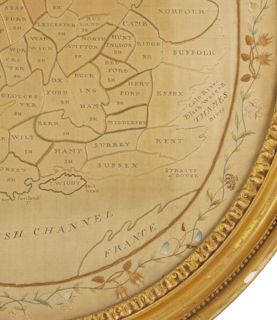 Lot 232: British Schoolgirl Silk Needlework Map