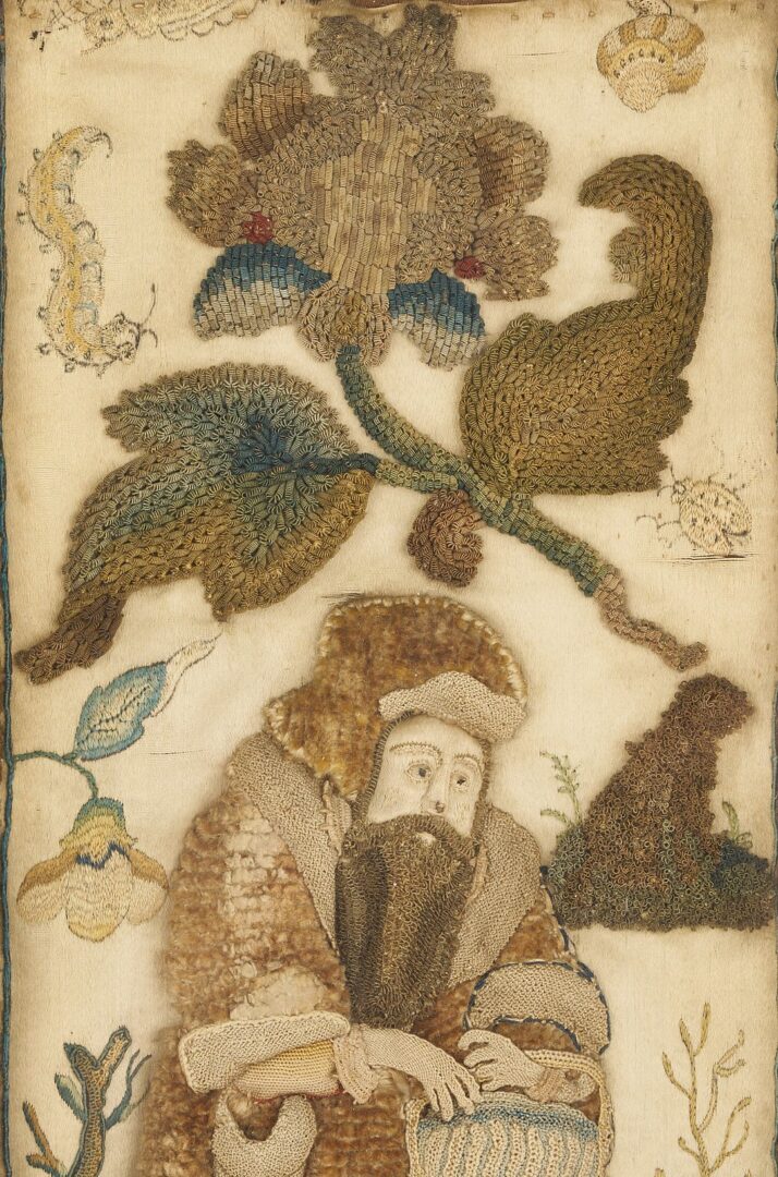 Lot 233: Pair 17th C. Silk Stumpwork Pictures