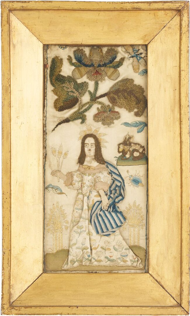 Lot 233: Pair 17th C. Silk Stumpwork Pictures