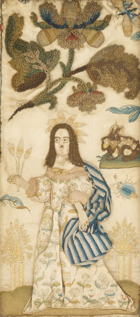 Lot 233: Pair 17th C. Silk Stumpwork Pictures