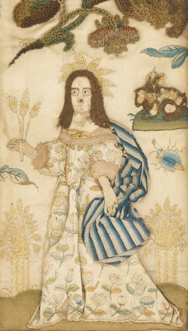 Lot 233: Pair 17th C. Silk Stumpwork Pictures