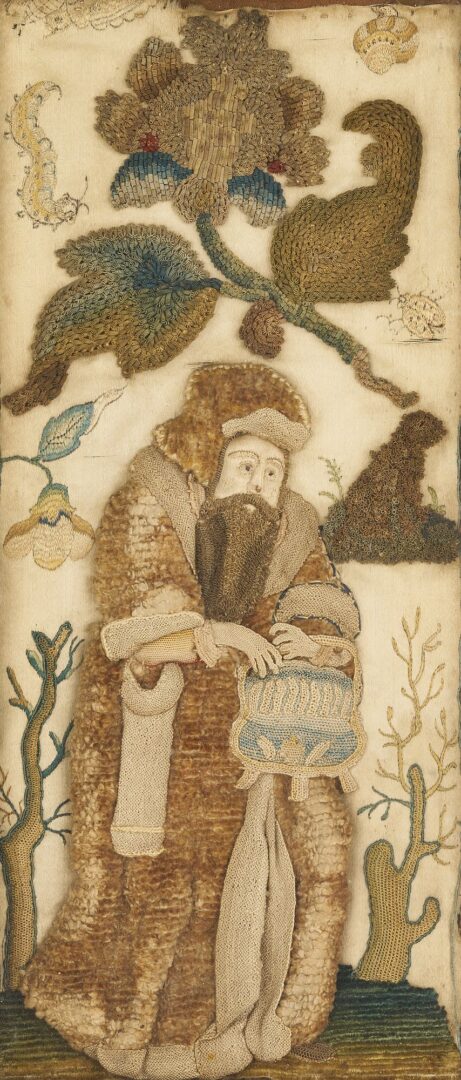 Lot 233: Pair 17th C. Silk Stumpwork Pictures