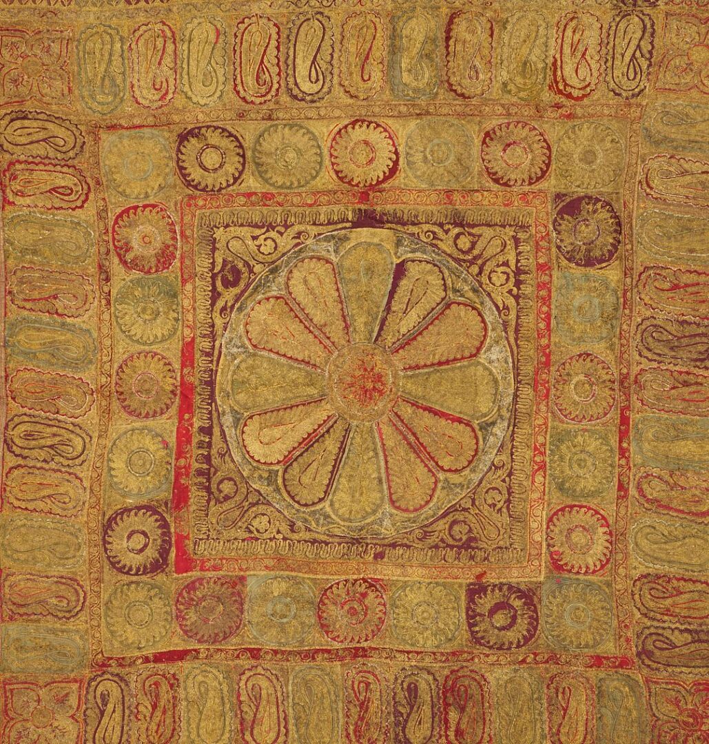 Lot 236: Antique Indian Kashmir Shawl & Metallic Embroidered Textile