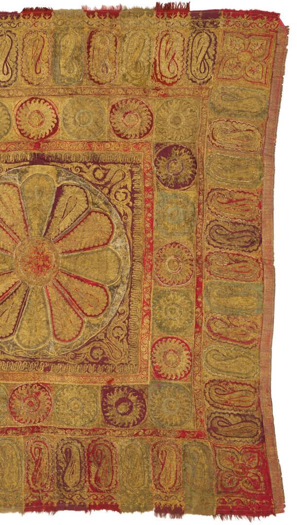 Lot 236: Antique Indian Kashmir Shawl & Metallic Embroidered Textile