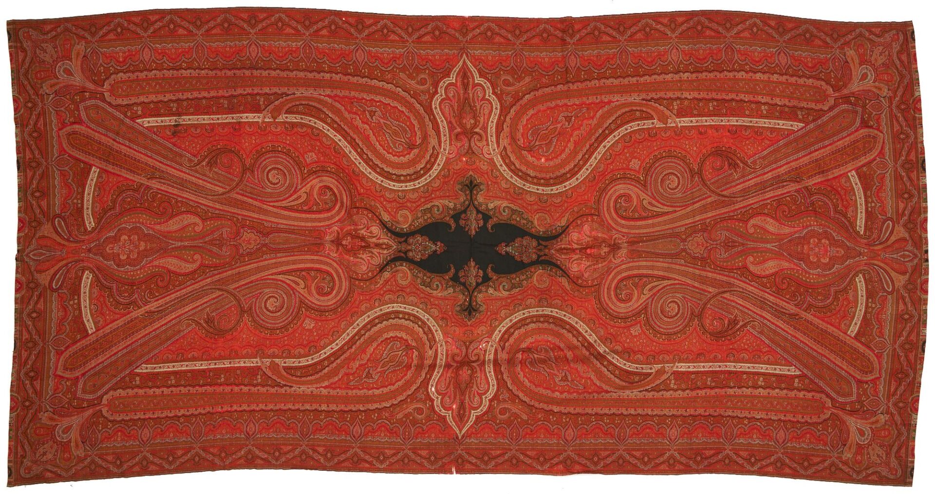 Lot 236: Antique Indian Kashmir Shawl & Metallic Embroidered Textile