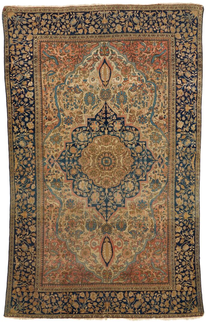 Lot 243: Antique Persian Mohtasham Kashan Rug, 4′ x 6.5′