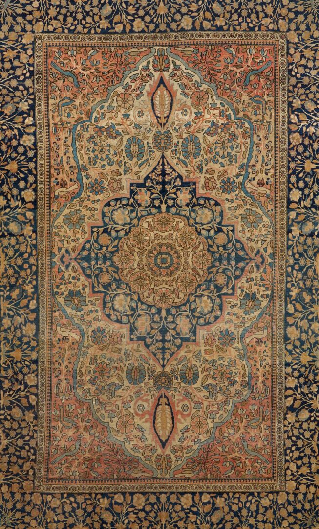 Lot 243: Antique Persian Mohtasham Kashan Rug, 4′ x 6.5′
