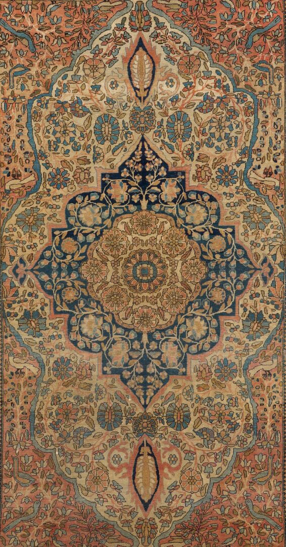 Lot 243: Antique Persian Mohtasham Kashan Rug, 4′ x 6.5′