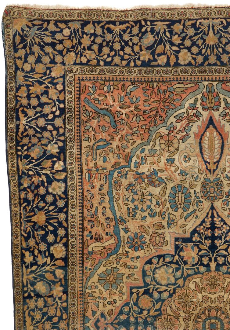 Lot 243: Antique Persian Mohtasham Kashan Rug, 4′ x 6.5′
