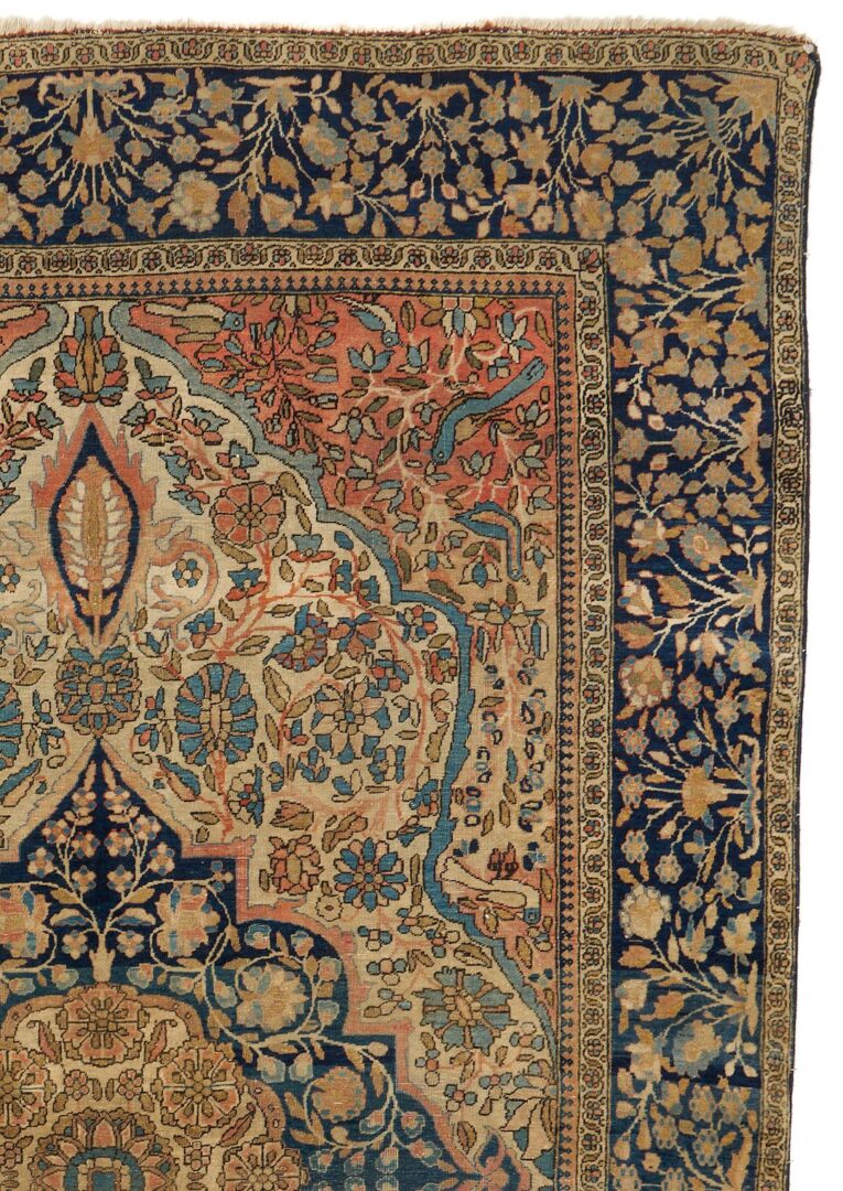 Lot 243: Antique Persian Mohtasham Kashan Rug, 4′ x 6.5′