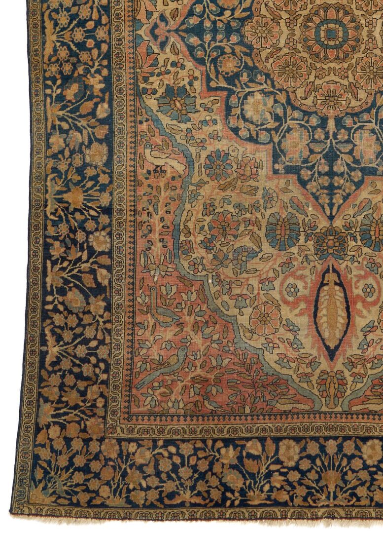 Lot 243: Antique Persian Mohtasham Kashan Rug, 4′ x 6.5′