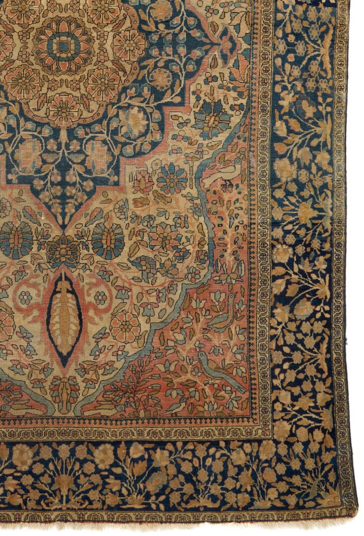 Lot 243: Antique Persian Mohtasham Kashan Rug, 4′ x 6.5′