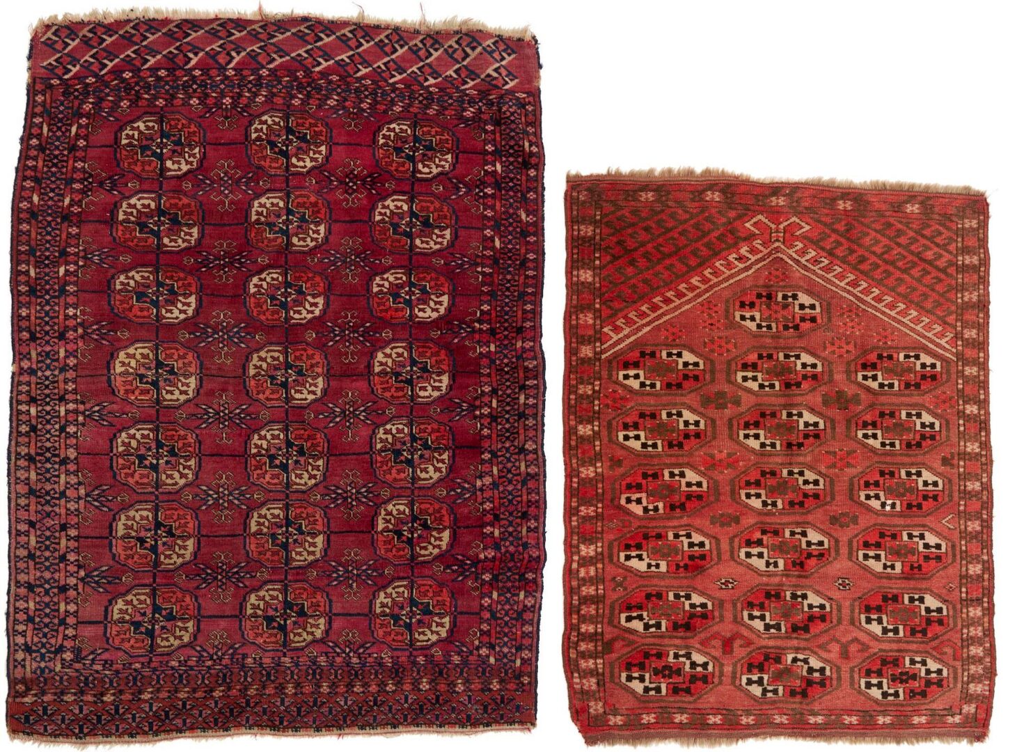 Lot 247: 2 Antique Turkmen Rugs, Ersari Prayer Rug & Tekke Floor Rug