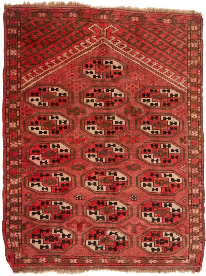 Lot 247: 2 Antique Turkmen Rugs, Ersari Prayer Rug & Tekke Floor Rug