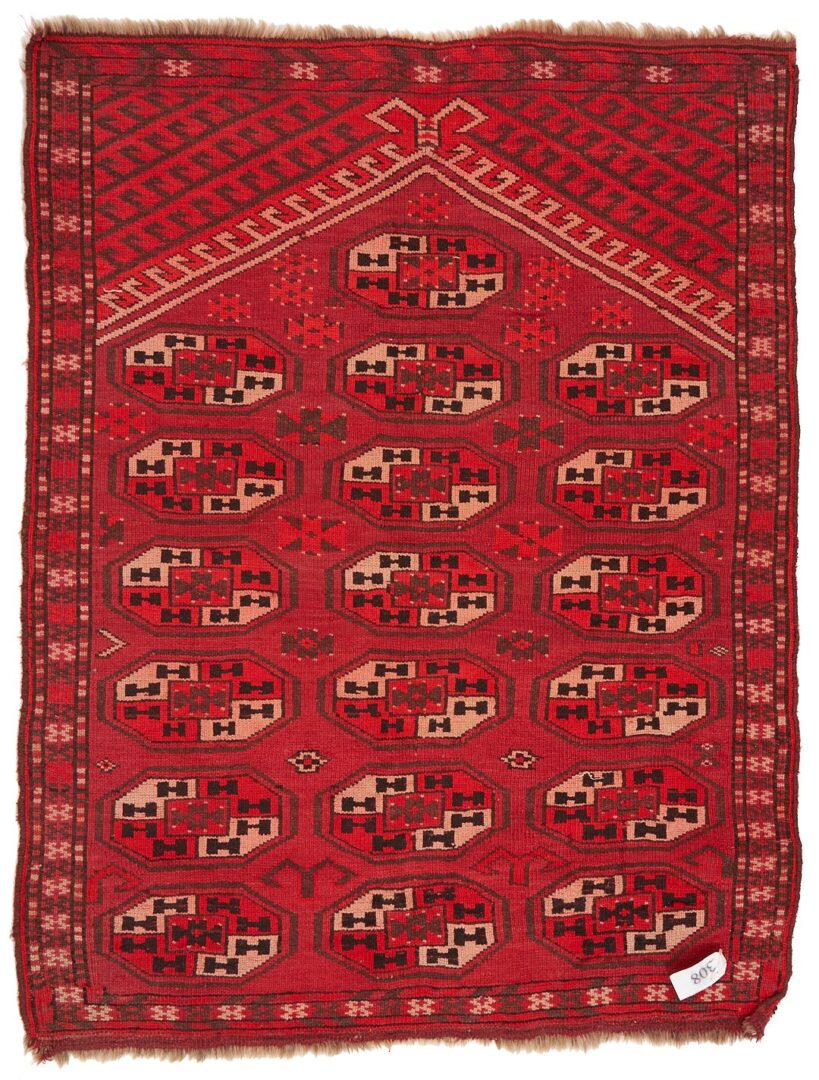 Lot 247: 2 Antique Turkmen Rugs, Ersari Prayer Rug & Tekke Floor Rug