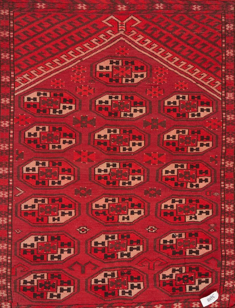 Lot 247: 2 Antique Turkmen Rugs, Ersari Prayer Rug & Tekke Floor Rug