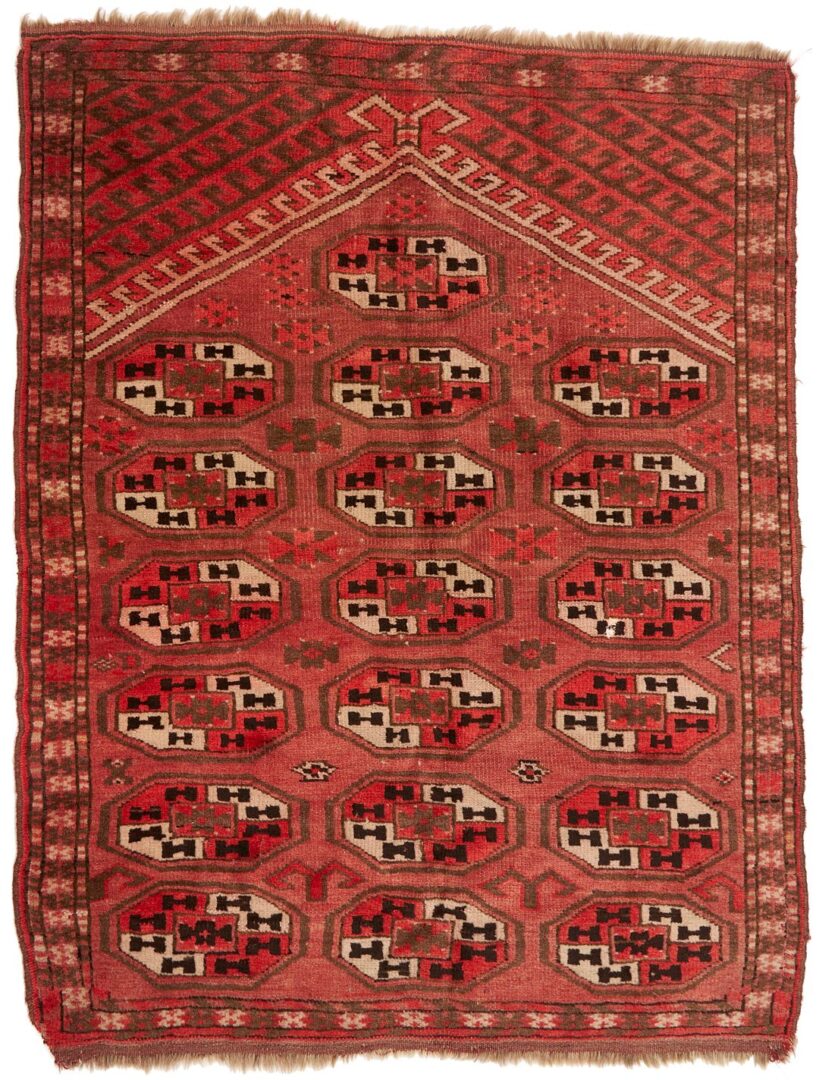 Lot 247: 2 Antique Turkmen Rugs, Ersari Prayer Rug & Tekke Floor Rug