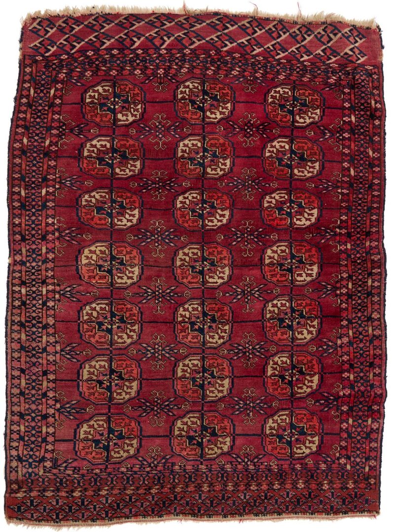 Lot 247: 2 Antique Turkmen Rugs, Ersari Prayer Rug & Tekke Floor Rug