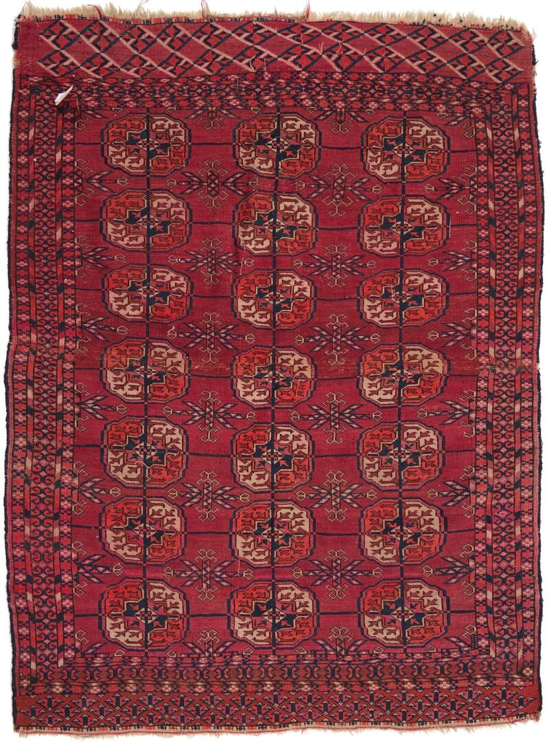 Lot 247: 2 Antique Turkmen Rugs, Ersari Prayer Rug & Tekke Floor Rug