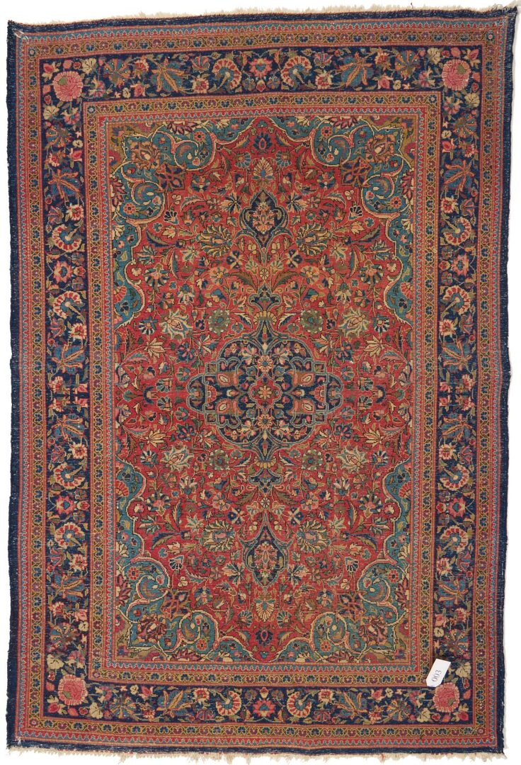 Lot 252: Persian Kashan Medallion Rug, 5 ft x 3.5 ft