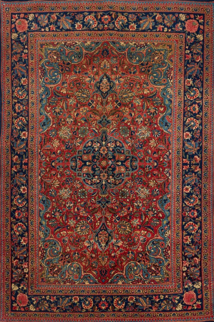 Lot 252: Persian Kashan Medallion Rug, 5 ft x 3.5 ft