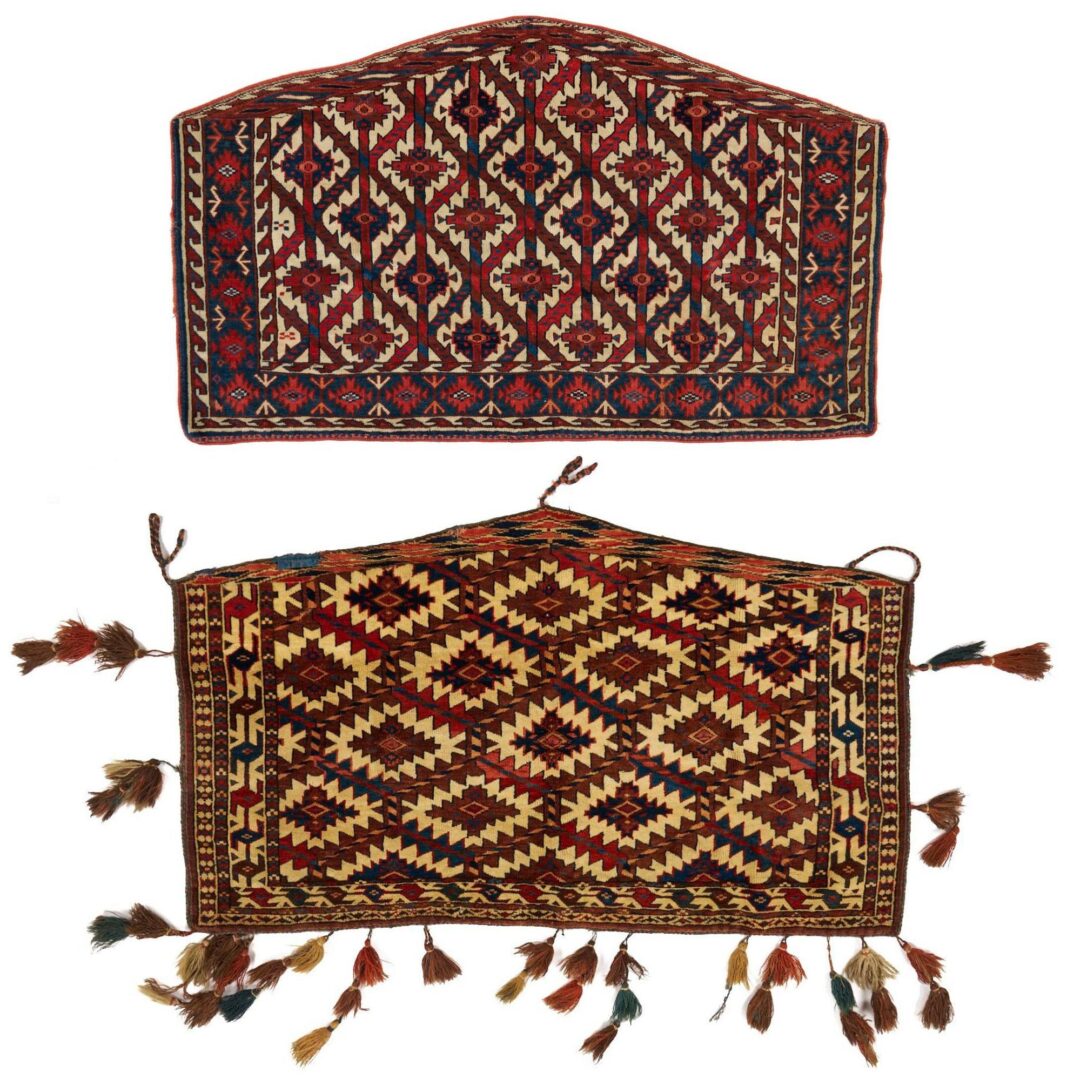 Lot 253: 2 Antique Turkman Yomud Asmalyk Textiles