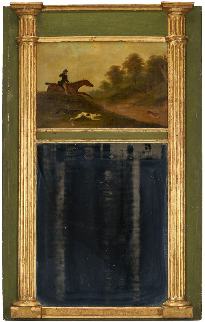 Lot 259: Large Trumeau Mirror with Hunt Scene
