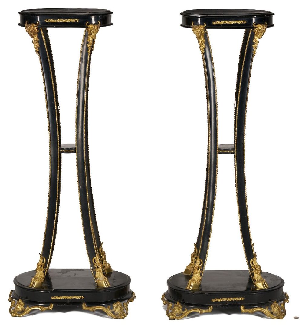Lot 260: Pair Ebonized Torchiere Stands or Pedestals