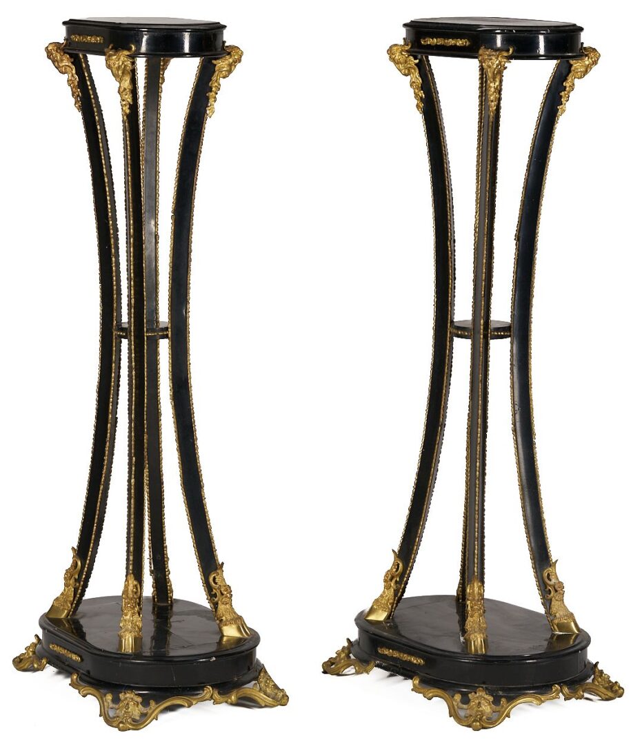 Lot 260: Pair Ebonized Torchiere Stands or Pedestals