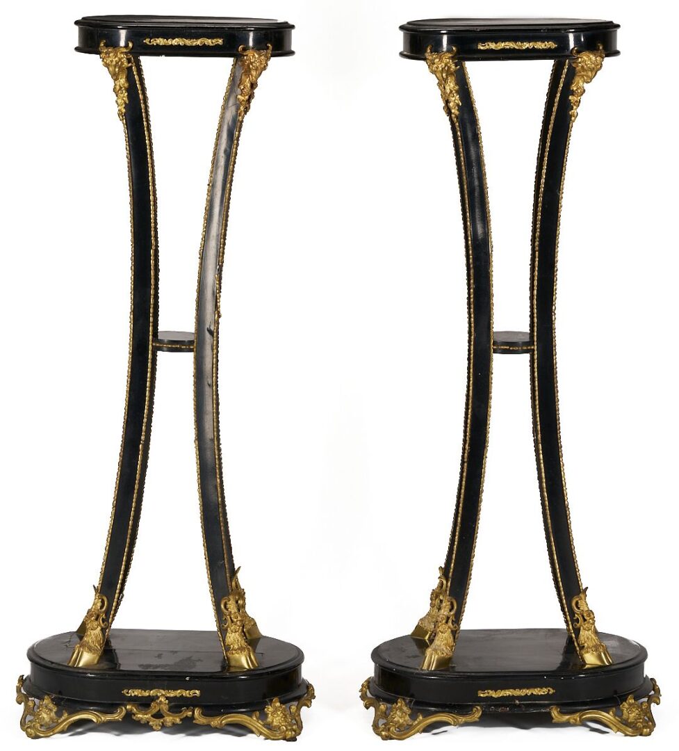 Lot 260: Pair Ebonized Torchiere Stands or Pedestals