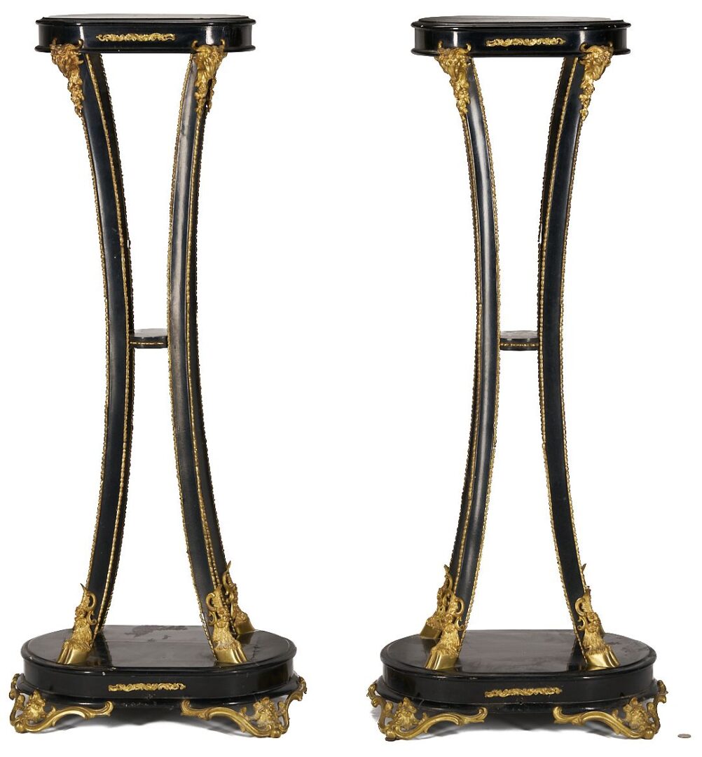 Lot 260: Pair Ebonized Torchiere Stands or Pedestals