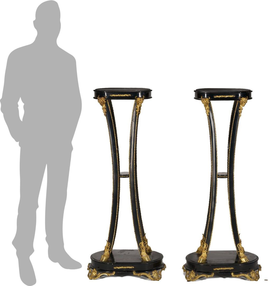 Lot 260: Pair Ebonized Torchiere Stands or Pedestals