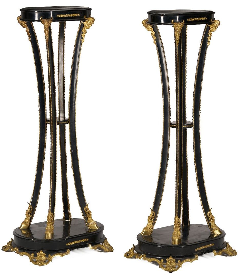 Lot 260: Pair Ebonized Torchiere Stands or Pedestals