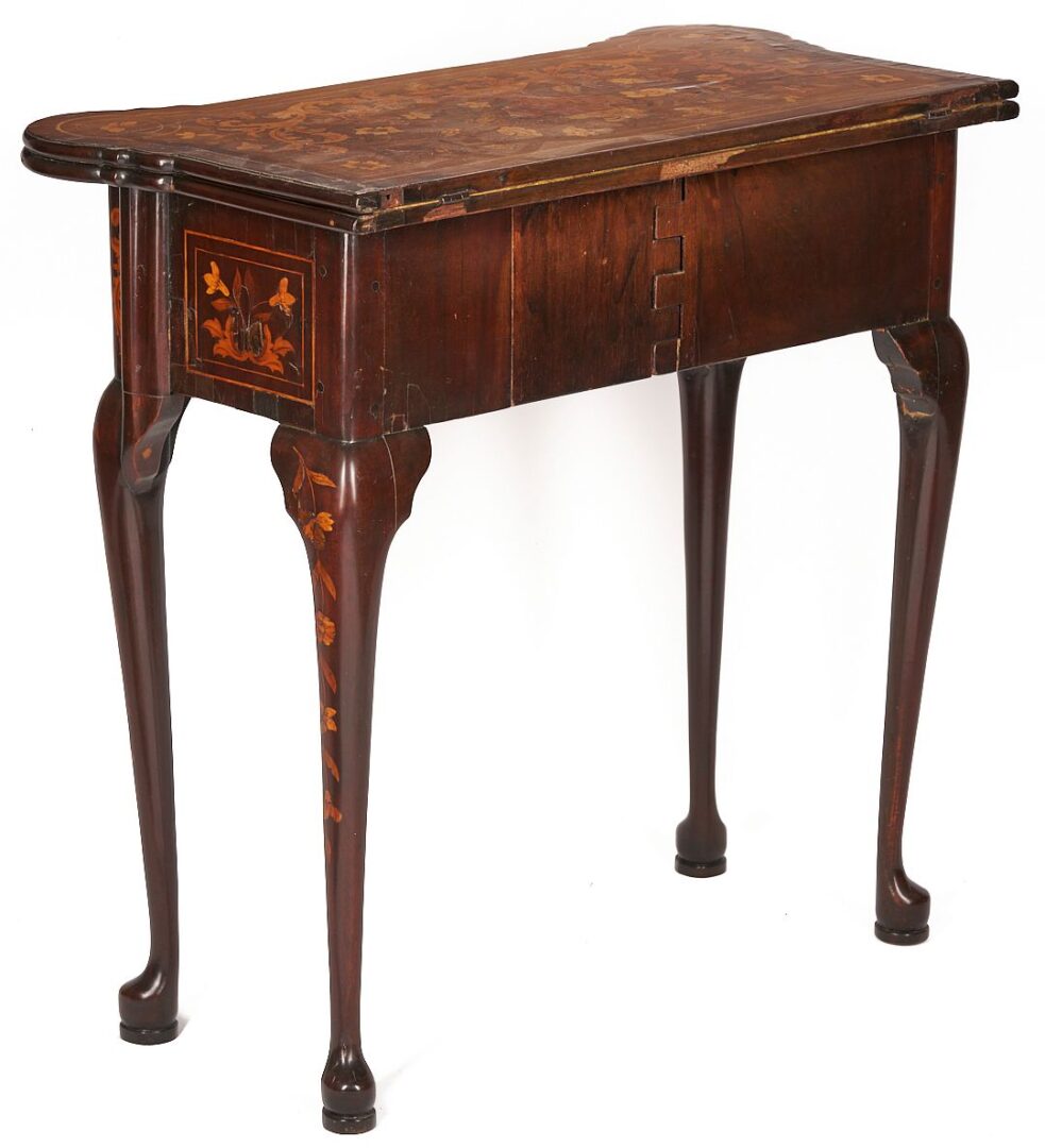Lot 263: Dutch Marquetry Inlaid Mahogany Card Table