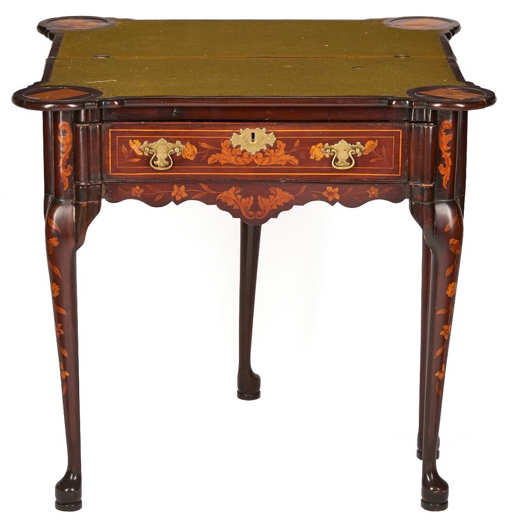 Lot 263: Dutch Marquetry Inlaid Mahogany Card Table