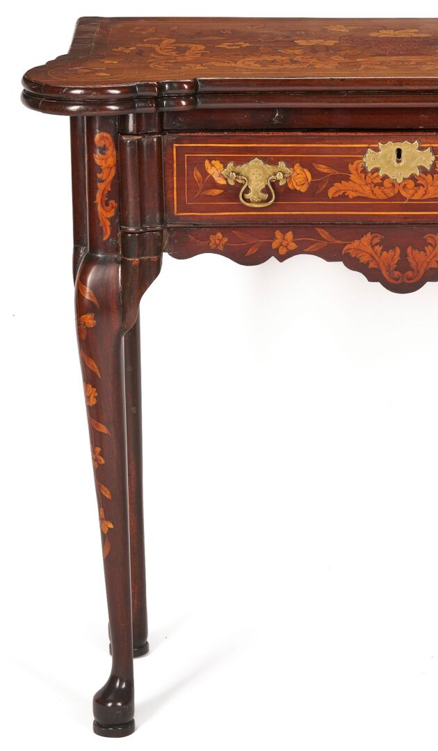 Lot 263: Dutch Marquetry Inlaid Mahogany Card Table