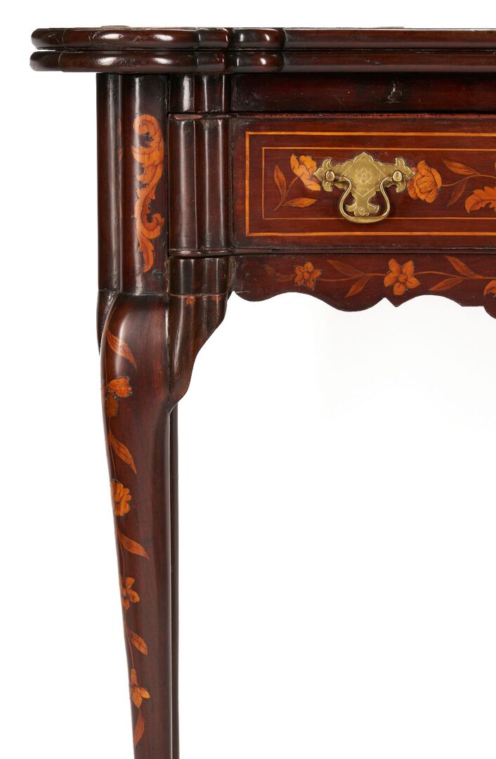 Lot 263: Dutch Marquetry Inlaid Mahogany Card Table