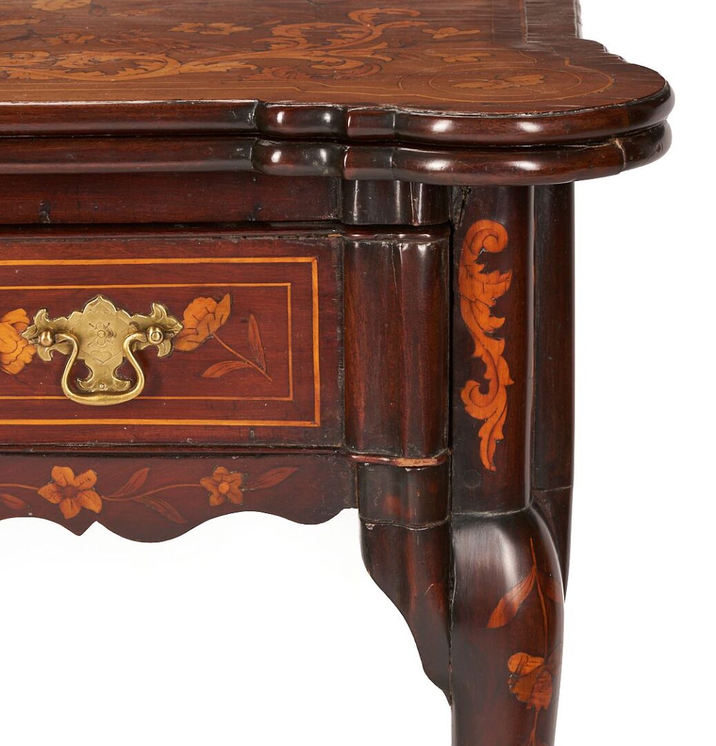 Lot 263: Dutch Marquetry Inlaid Mahogany Card Table